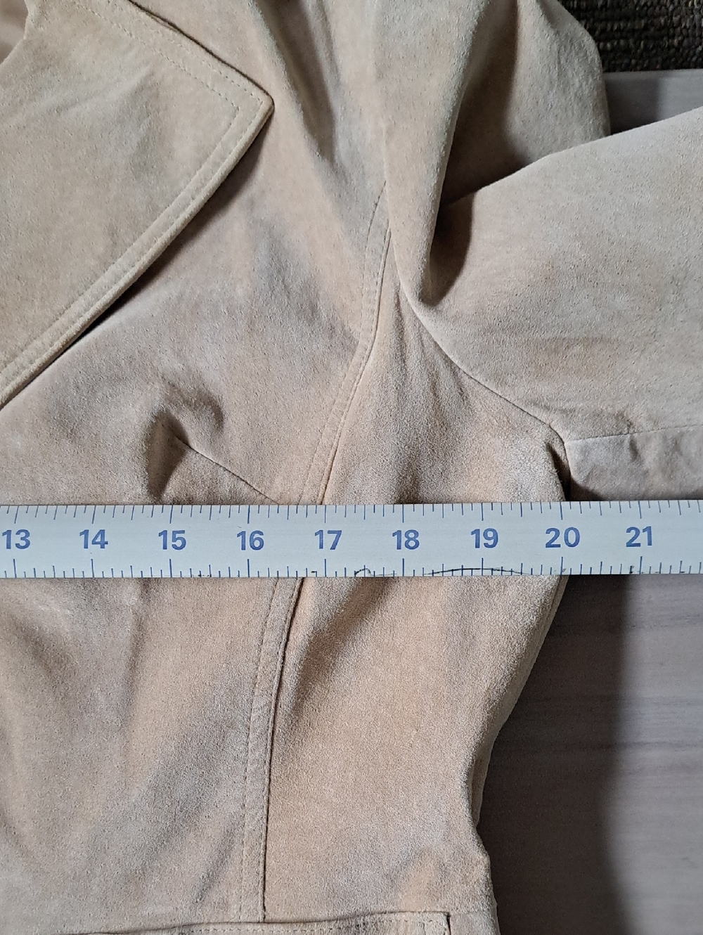 Mossimo Genuine Suede Leather Y2K Classic Soft Beige Tailored Blazer Jacket - Picture 8 of 13